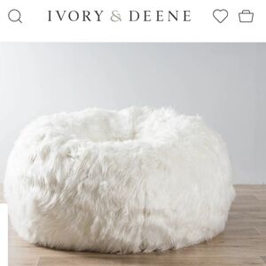 White Faux Fur Bean Bag Adult Size 100 cm